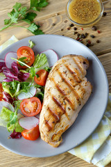grilled chicken fillet with vegetable salad