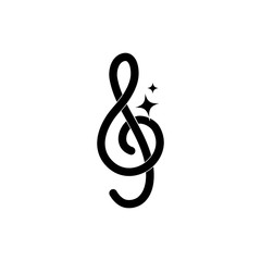 treble clef note musical melody sound music silhouette style icon