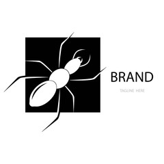 black and white ant illustration logo vector