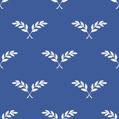 Seamless pattern with crossed twigs with leaves.