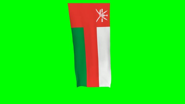 3d rendering oman flag waving animation isolated on green screen background. vertical position.