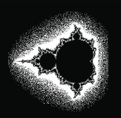 Mandelbrot set, complex fractal shape in pixel art 1-bit style. - obrazy, fototapety, plakaty