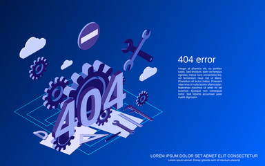 404 error page flat isometric vector concept illustration