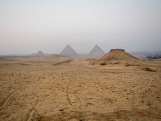 Fototapeta na wymiar Distant Pyramids in Giza