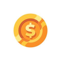 Gold coin with dollar symbol flat icon