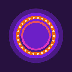 Purple round retro marquee light frame flat illustration