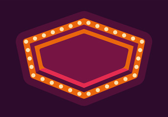 Red retro marquee light frame flat illustration