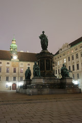 Fototapeta na wymiar Hofburg Palace in Vienna fog evening