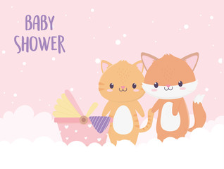 baby shower fox tiger and cartoon decoration