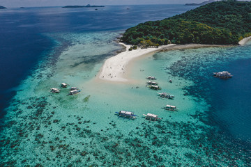 Naklejka na ściany i meble Aerial view of Ditaytayan island in Coron, Palawan, Philippines