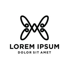 butterfly logo vector line outline monoline icon illustration