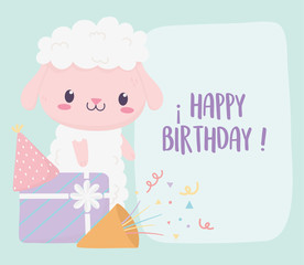 happy birthday sheep gift hat confetti party celebration decoration card