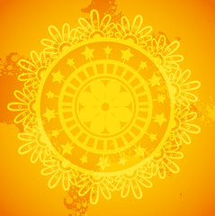 elegant mandala flower in yellow background vector illustration design