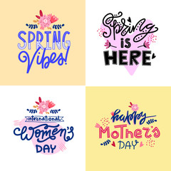 Spring season ad and holiday texts on white.