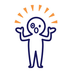 人物　人間　シンプル　デフォルメ　ひらめく