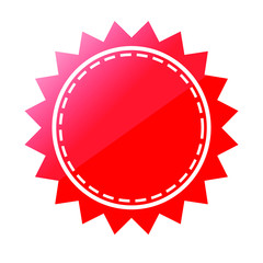 Vector Shinning Sun Shape Red and Yellow Blank Tag, isolated on white