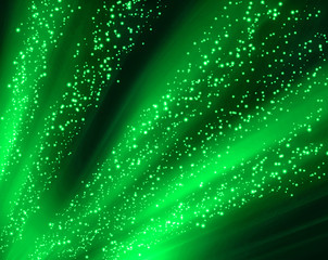 Abstract 3d illustration of green nebula filled with stars