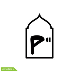 Muslim prayer icon vector logo design template