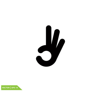 Okay hand icon vector logo design template