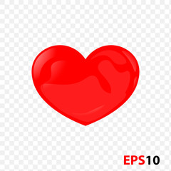 Heart icon realistic isolated on a transparent background.