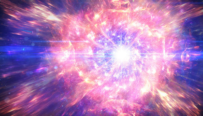 Artistic 3d illustration of an explosive star in a nebula artwork
