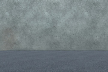 3d rendering illustration .Empty cement wall backdrop studio room for product display with lighting . Vintage banner  for advertise product on website display.