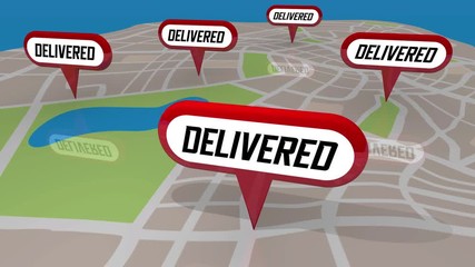 Delivered Map Pins Shipment Delivery Arrived 3d Animation