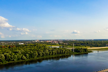 Fototapeta na wymiar Panorama of a beautiful river and city promenade
