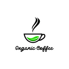 organic coffee Green Leaf Logo Design Template