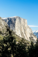 Fototapeta na wymiar Yosemite National Park Valley, El Capitan from Tunnel View, Winter Season, Mariposa County, Western Sierra Nevada mountains, California, United States of America.