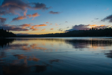 colorful sunrise on a calm lake
