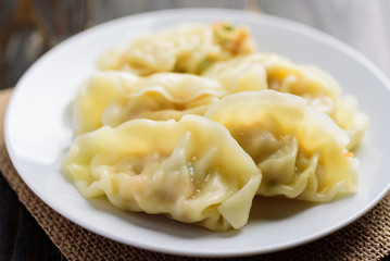 Steamed wonton dumpling stuffed with minced pork and shrimp, Asian cuisine