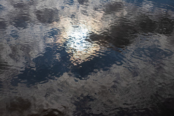 background. defocusing. reflection of the sky in a river / lake