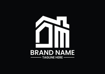 Fototapeta premium Initial Letter D and M with the roof. Real estate logo design concept.