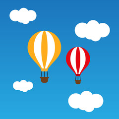 Two balloons flying in blue sky. vector illustration