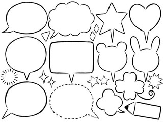 吹き出し（テキストなし・主線あり・モノクロ）