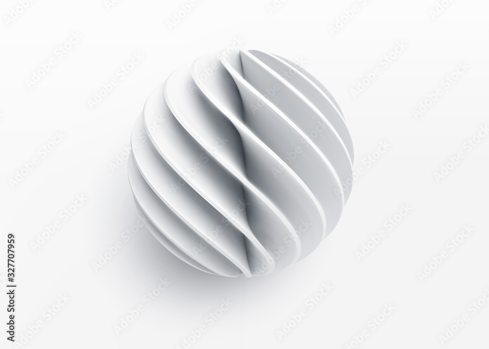 Sticker paper cut 3d realistic layered sphere. concept design element for presentations, web pages, posters 