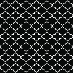Fototapeta premium Black and white seamless pattern. Abstract geometric pattern in arabic style. Simple vector seamless design for background, paper, textile, wallpaper. Traditional ornament. EPS10