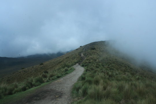 A scary path leading into the clouds and darkness
