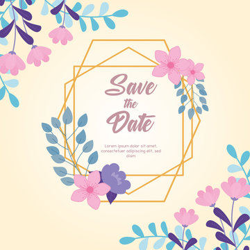 flowers wedding, save the date, floral frame decoration nature flowers card