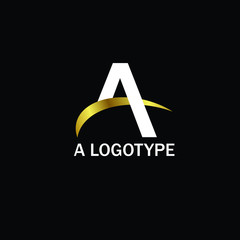 Creative Minimalist Logo Design of Letter A, Editable in Vector Format in Black, White and Gold Colors