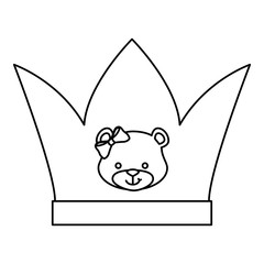 face of cute teddy bear female in crown vector illustration design
