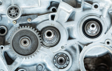 Obraz na płótnie Canvas Motorcycle engine repair vehicle gear set