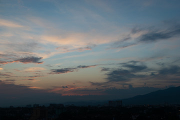 twilight sunset sky above the city