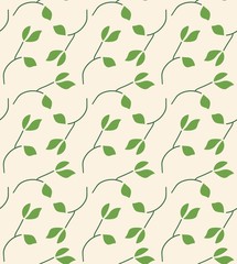 green and cream natural foliage and leaves seamless vector pattern