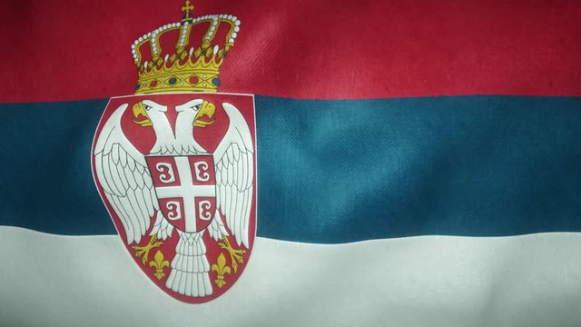 flag of serbia waving in the wind