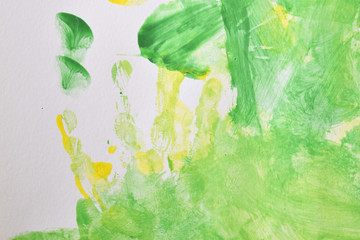 Fototapeta na wymiar abstract yellow and lime green color of watercolor painting on paper art texture background