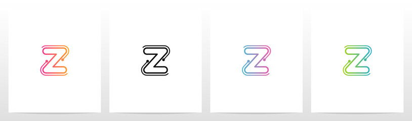 Dots With Lines On The Outside Of Letter Logo Z