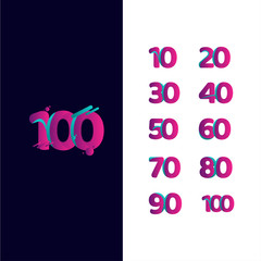 100 Years Anniversary Celebration Gradient Purple Number Vector Template Design Illustration