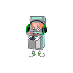 Arcade game machine cartoon picture play a game with headphone and controller